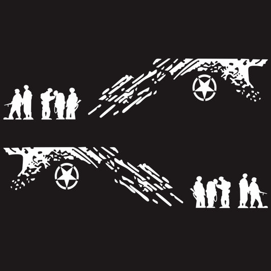 2 PCS/Set D-123 Soldiers Pattern Car Modified Decorative Sticker(White) - Decorative Sticker by buy2fix | Online Shopping UK | buy2fix
