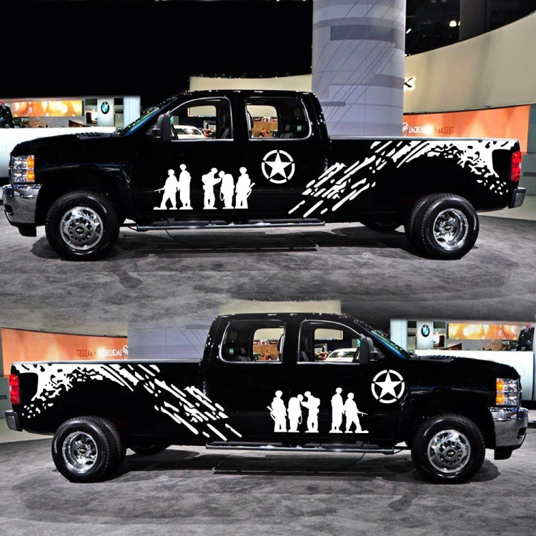 2 PCS/Set D-123 Soldiers Pattern Car Modified Decorative Sticker(White) - Decorative Sticker by buy2fix | Online Shopping UK | buy2fix