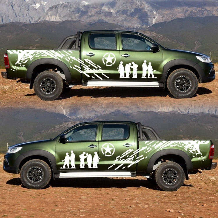 2 PCS/Set D-123 Soldiers Pattern Car Modified Decorative Sticker(White) - Decorative Sticker by buy2fix | Online Shopping UK | buy2fix
