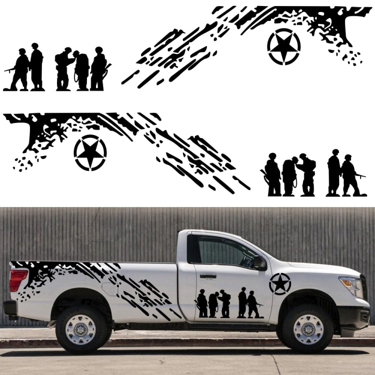 2 PCS/Set D-123 Soldiers Pattern Car Modified Decorative Sticker(White) - Decorative Sticker by buy2fix | Online Shopping UK | buy2fix