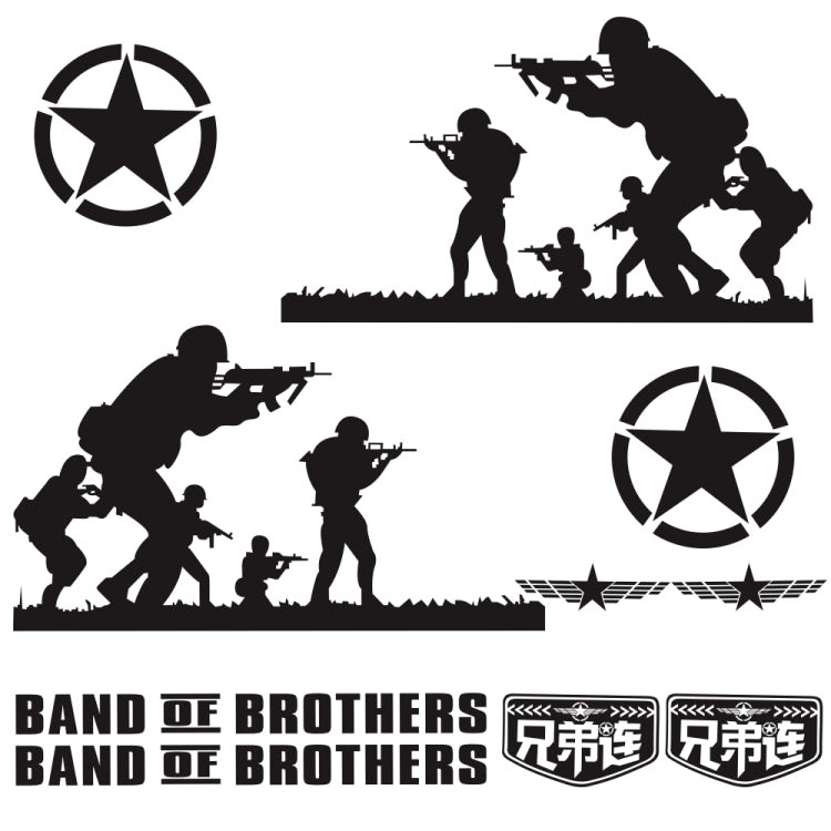 2 PCS/Set D-135 Band of Brothers Pattern Car Modified Decorative Sticker(Black) by buy2fix