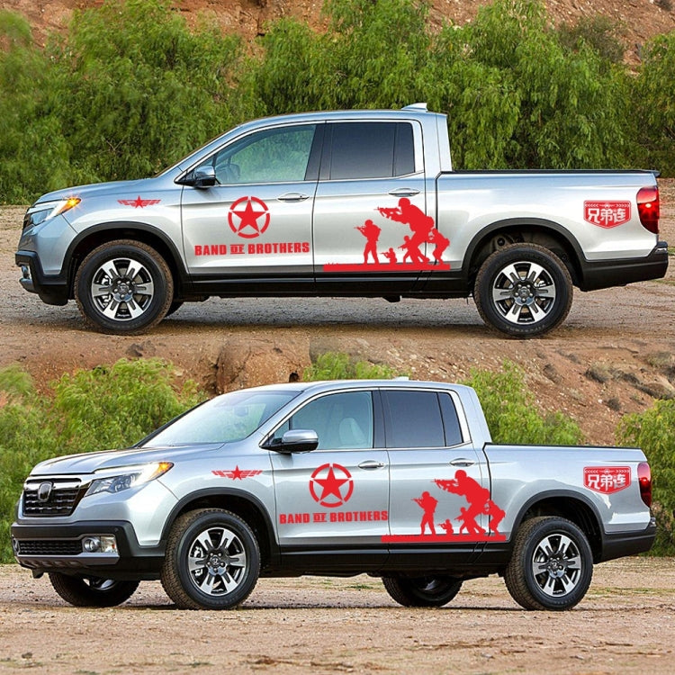 2 PCS/Set D-135 Band of Brothers Pattern Car Modified Decorative Sticker(Red) by buy2fix