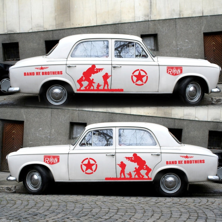 2 PCS/Set D-135 Band of Brothers Pattern Car Modified Decorative Sticker(Red) by buy2fix