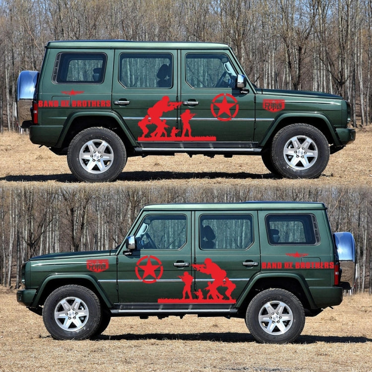 2 PCS/Set D-135 Band of Brothers Pattern Car Modified Decorative Sticker(Red) by buy2fix