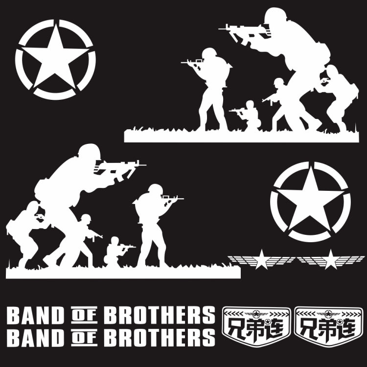 2 PCS/Set D-135 Band of Brothers Pattern Car Modified Decorative Sticker(White) by buy2fix