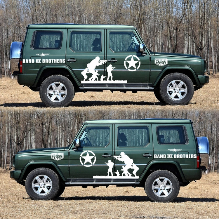 2 PCS/Set D-135 Band of Brothers Pattern Car Modified Decorative Sticker(White) by buy2fix