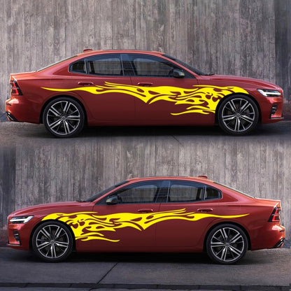 2 PCS/Set D-144 Fire Element Pattern Car Modified Decorative Sticker(Yellow) - Decorative Sticker by buy2fix | Online Shopping UK | buy2fix