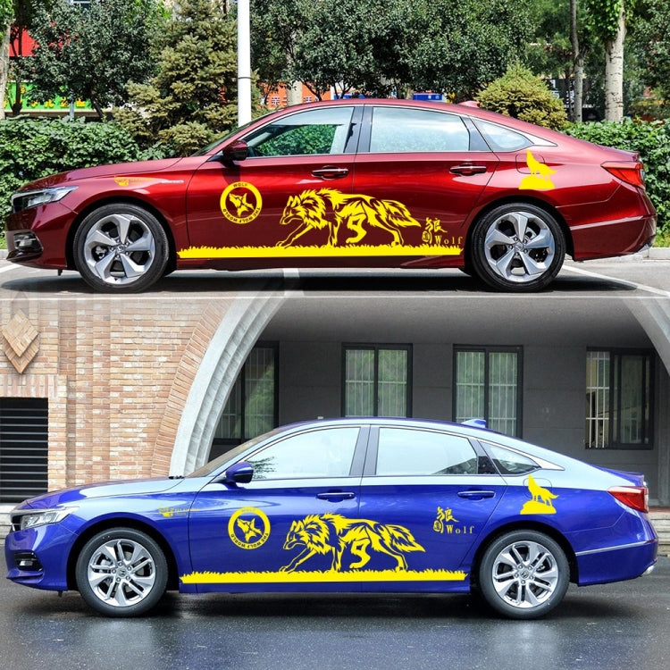 2 PCS/Set D-180 Wolf Totem Pattern Car Modified Decorative Sticker(Yellow) - Decorative Sticker by buy2fix | Online Shopping UK | buy2fix