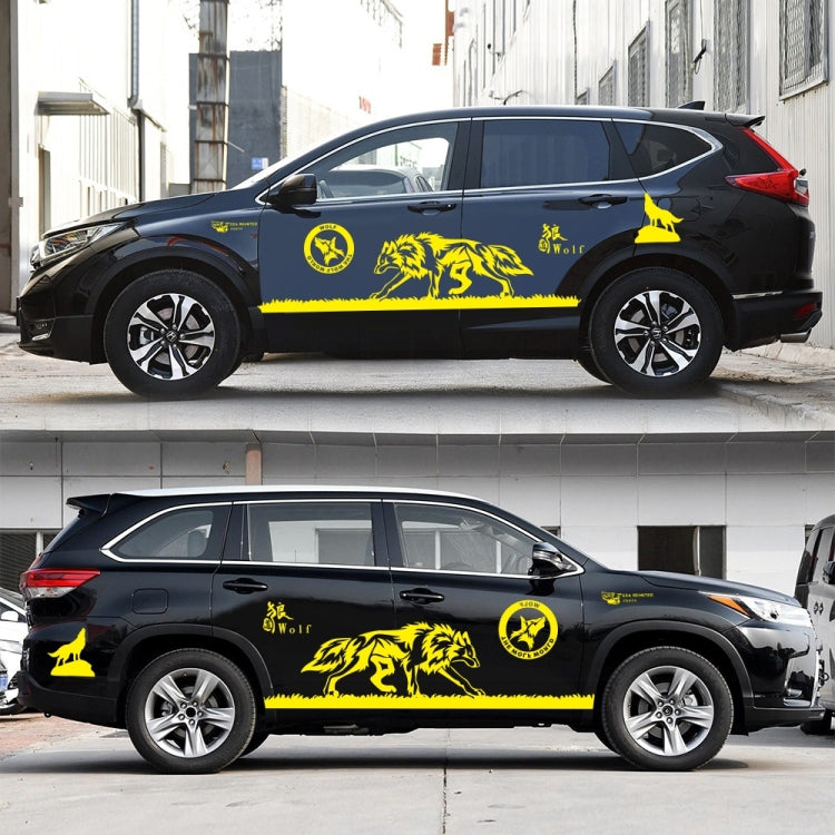 2 PCS/Set D-180 Wolf Totem Pattern Car Modified Decorative Sticker(Yellow) - Decorative Sticker by buy2fix | Online Shopping UK | buy2fix
