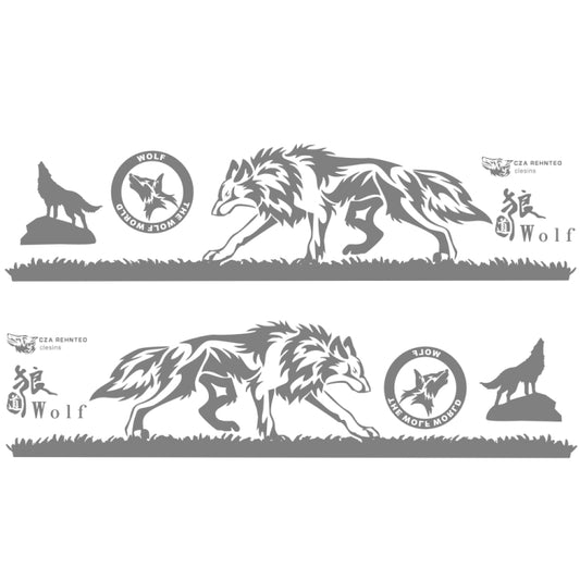 2 PCS/Set D-180 Wolf Totem Pattern Car Modified Decorative Sticker(Light Grey) - Decorative Sticker by buy2fix | Online Shopping UK | buy2fix