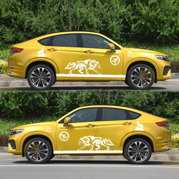 2 PCS/Set D-180 Wolf Totem Pattern Car Modified Decorative Sticker(White) by buy2fix