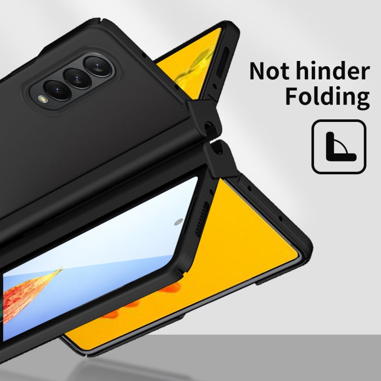 For Samsung Galaxy Z Fold4 Macaron Hinge Phone Case with Stylus Pen Fold Edition & Protective Film(Black) - Galaxy Phone Cases by buy2fix | Online Shopping UK | buy2fix