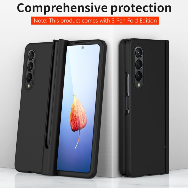 For Samsung Galaxy Z Fold4 Macaron Hinge Phone Case with Stylus Pen Fold Edition & Protective Film(Black) - Galaxy Phone Cases by buy2fix | Online Shopping UK | buy2fix