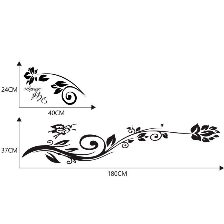 2 PCS/Set D-251 Butterfly Love Flowers Pattern Car Modified Decorative Sticker(Black) by buy2fix