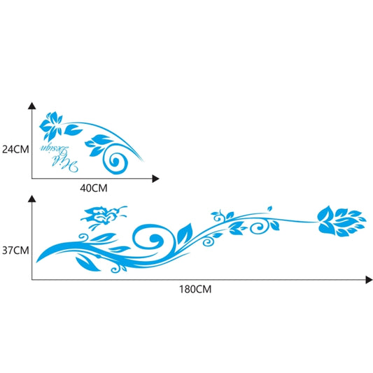 2 PCS/Set D-251 Butterfly Love Flowers Pattern Car Modified Decorative Sticker(Blue) - Decorative Sticker by buy2fix | Online Shopping UK | buy2fix