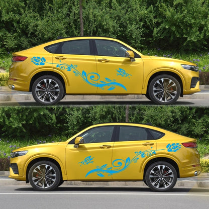 2 PCS/Set D-251 Butterfly Love Flowers Pattern Car Modified Decorative Sticker(Blue) by buy2fix