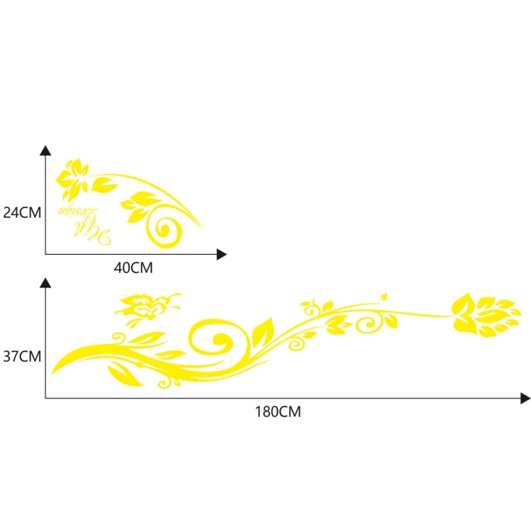 2 PCS/Set D-251 Butterfly Love Flowers Pattern Car Modified Decorative Sticker(Yellow) - Decorative Sticker by buy2fix | Online Shopping UK | buy2fix