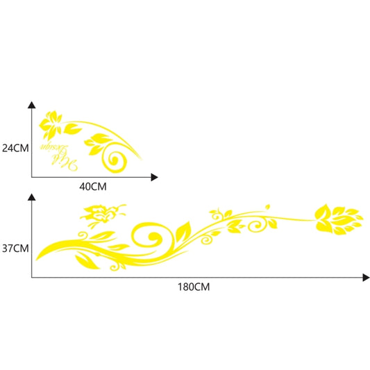 2 PCS/Set D-251 Butterfly Love Flowers Pattern Car Modified Decorative Sticker(Yellow) - Decorative Sticker by buy2fix | Online Shopping UK | buy2fix