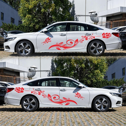2 PCS/Set D-251 Butterfly Love Flowers Pattern Car Modified Decorative Sticker(Red) by buy2fix