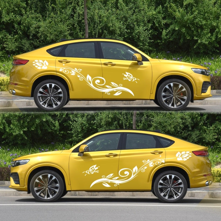 2 PCS/Set D-251 Butterfly Love Flowers Pattern Car Modified Decorative Sticker(White) by buy2fix