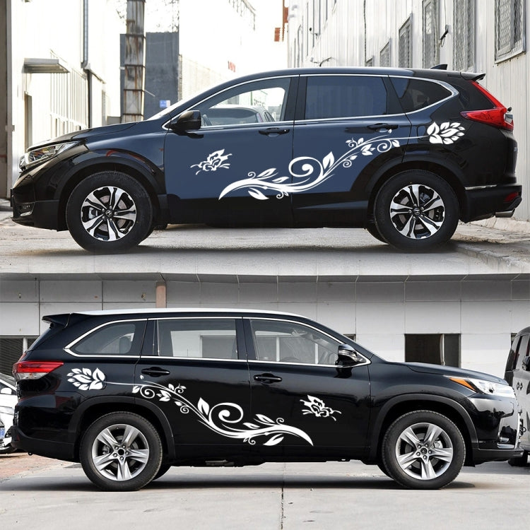 2 PCS/Set D-251 Butterfly Love Flowers Pattern Car Modified Decorative Sticker(White) by buy2fix