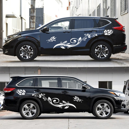 2 PCS/Set D-251 Butterfly Love Flowers Pattern Car Modified Decorative Sticker(White) by buy2fix