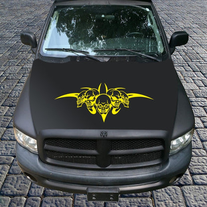 D-299 Skull Pattern Car Modified Hood Decorative Sticker(Yellow) by buy2fix