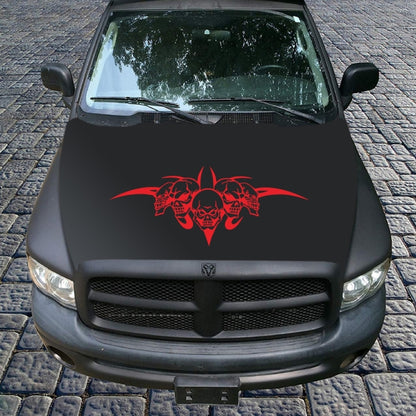 D-299 Skull Pattern Car Modified Hood Decorative Sticker(Red) by buy2fix