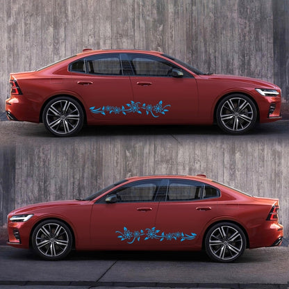 2 PCS/Set D-378 Flower Totem Pattern Car Modified Decorative Sticker(Blue) - Decorative Sticker by buy2fix | Online Shopping UK | buy2fix