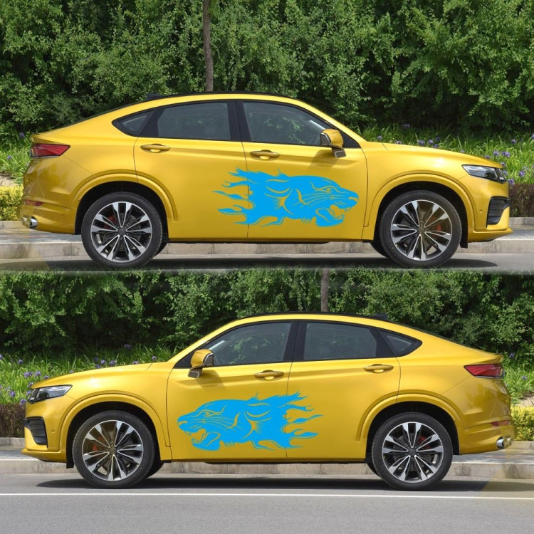 2 PCS/Set D-417 Lion Pattern Car Modified Decorative Sticker(Blue) - Decorative Sticker by buy2fix | Online Shopping UK | buy2fix