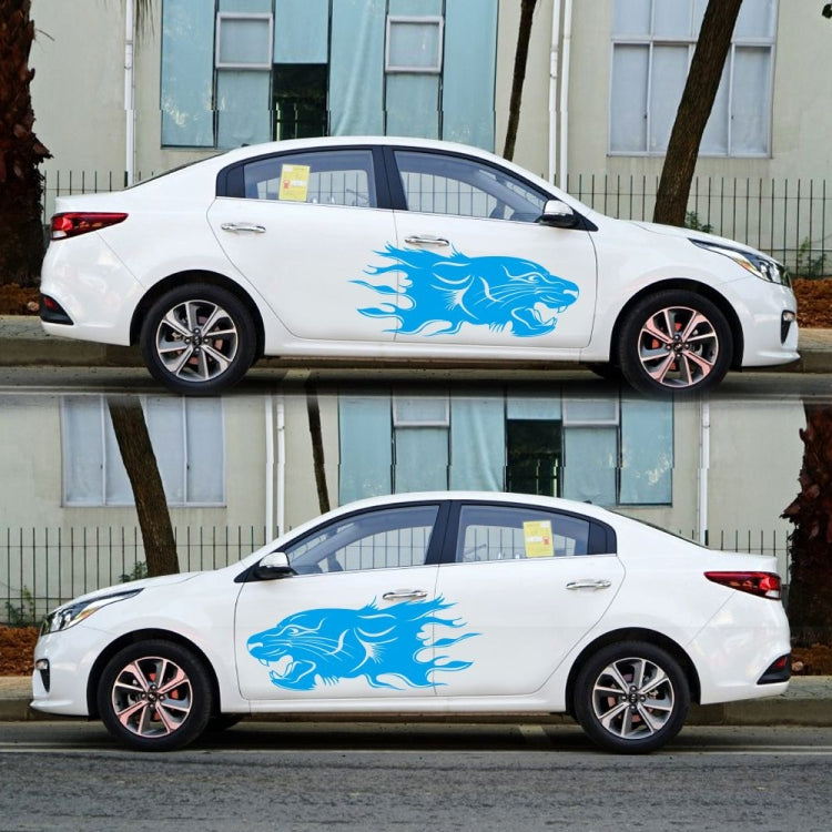 2 PCS/Set D-417 Lion Pattern Car Modified Decorative Sticker(Blue) - Decorative Sticker by buy2fix | Online Shopping UK | buy2fix