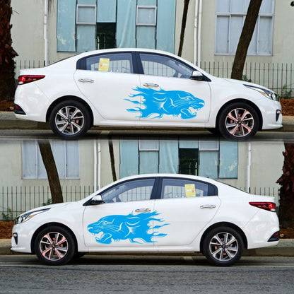 2 PCS/Set D-417 Lion Pattern Car Modified Decorative Sticker(Blue) - Decorative Sticker by buy2fix | Online Shopping UK | buy2fix