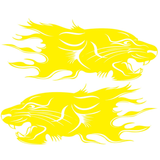 Autocollant décoratif modifié pour voiture à motif de Lion, 2 pièces/ensemble D-417 (jaune)