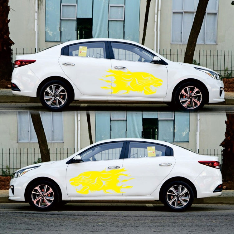 2 PCS/Set D-417 Lion Pattern Car Modified Decorative Sticker(Yellow) - Decorative Sticker by buy2fix | Online Shopping UK | buy2fix