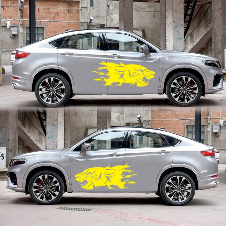 2 PCS/Set D-417 Lion Pattern Car Modified Decorative Sticker(Yellow) - Decorative Sticker by buy2fix | Online Shopping UK | buy2fix