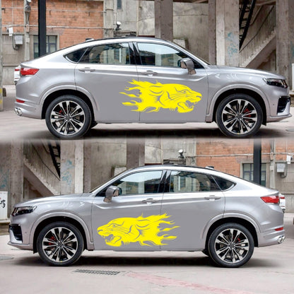 2 PCS/Set D-417 Lion Pattern Car Modified Decorative Sticker(Yellow) - Decorative Sticker by buy2fix | Online Shopping UK | buy2fix