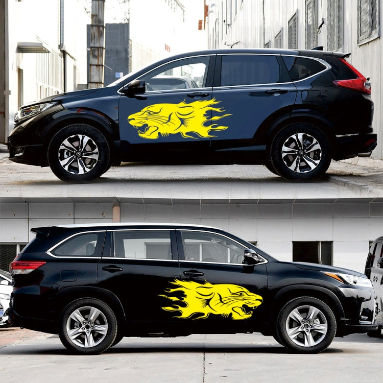 2 PCS/Set D-417 Lion Pattern Car Modified Decorative Sticker(Yellow) - Decorative Sticker by buy2fix | Online Shopping UK | buy2fix