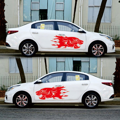 2 PCS/Set D-417 Lion Pattern Car Modified Decorative Sticker(Red) - Decorative Sticker by buy2fix | Online Shopping UK | buy2fix