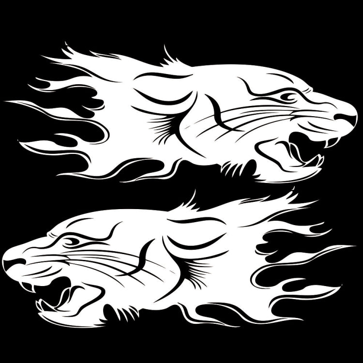 2 PCS/Set D-417 Lion Pattern Car Modified Decorative Sticker(White) - Decorative Sticker by buy2fix | Online Shopping UK | buy2fix