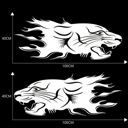 2 PCS/Set D-417 Lion Pattern Car Modified Decorative Sticker(White) - Decorative Sticker by buy2fix | Online Shopping UK | buy2fix