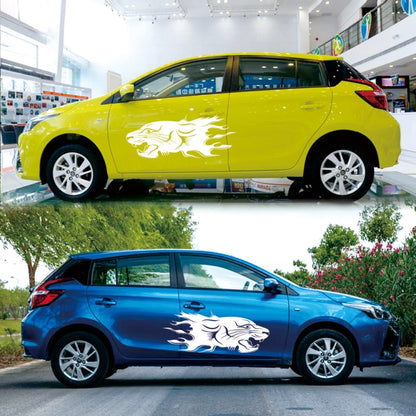 2 PCS/Set D-417 Lion Pattern Car Modified Decorative Sticker(White) - Decorative Sticker by buy2fix | Online Shopping UK | buy2fix