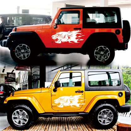 2 PCS/Set D-417 Lion Pattern Car Modified Decorative Sticker(White) - Decorative Sticker by buy2fix | Online Shopping UK | buy2fix