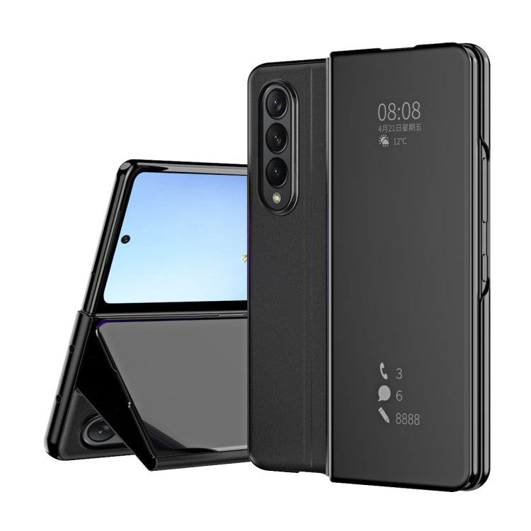 For Samsung Galaxy Z Fold4 Double Electroplating Flip Mirror Shockproof Phone Case(Black) by buy2fix