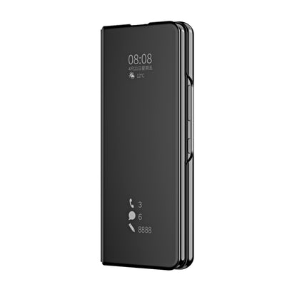 For Samsung Galaxy Z Fold4 Double Electroplating Flip Mirror Shockproof Phone Case(Black) by buy2fix