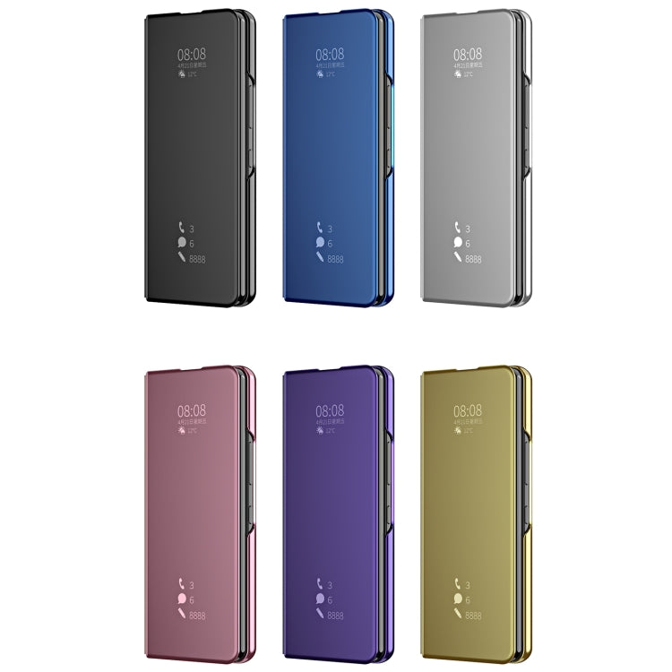 For Samsung Galaxy Z Fold4 Double Electroplating Flip Mirror Shockproof Phone Case(Black) by buy2fix