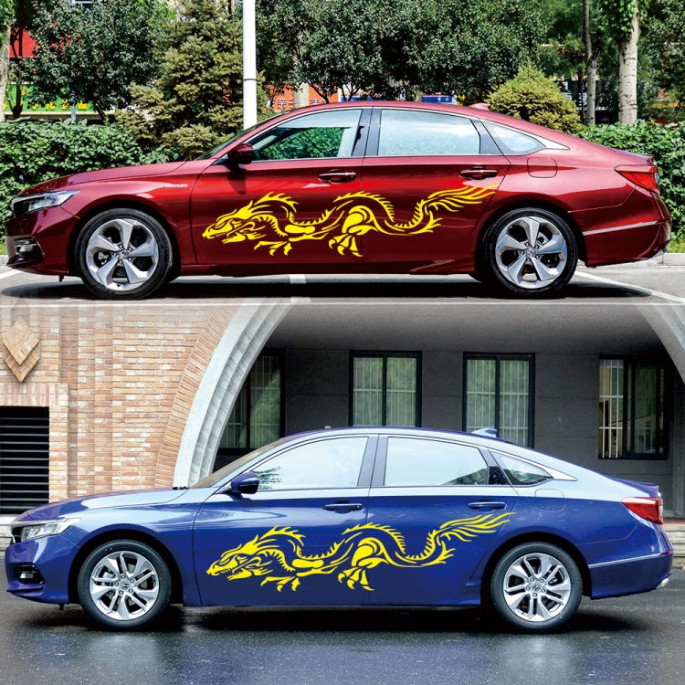 2 PCS/Set D-418 Dragon Totem Tribe Pattern Car Modified Decorative Sticker(Yellow) - Decorative Sticker by buy2fix | Online Shopping UK | buy2fix