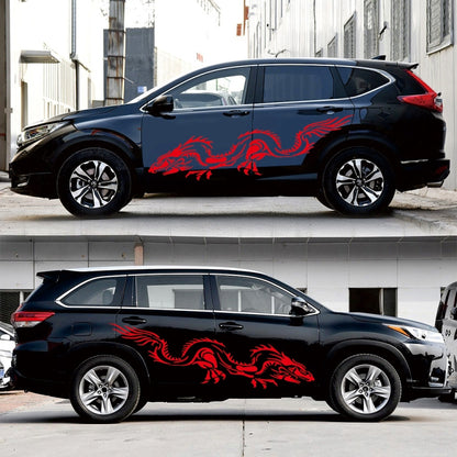 2 PCS/Set D-418 Dragon Totem Tribe Pattern Car Modified Decorative Sticker(Red) - Decorative Sticker by buy2fix | Online Shopping UK | buy2fix