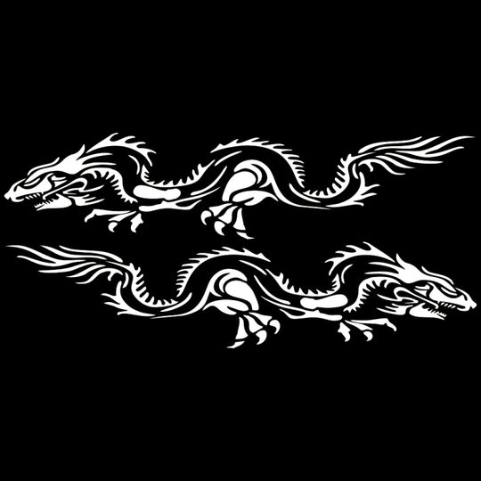 2 PCS/Set D-418 Dragon Totem Tribe Pattern Car Modified Decorative Sticker(White)