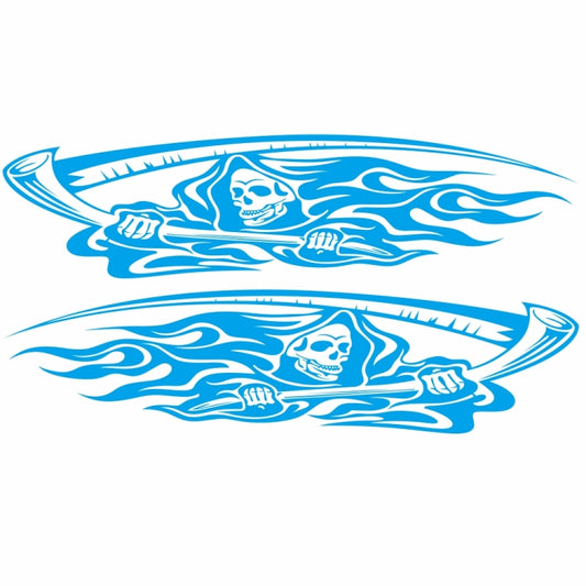 2 PCS/Set D-435 Grim Reaper Pattern Car Modified Decorative Sticker(Blue) - Decorative Sticker by buy2fix | Online Shopping UK | buy2fix