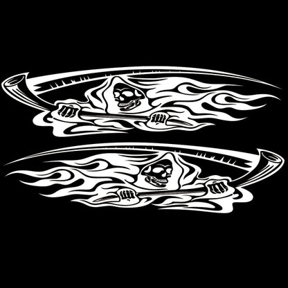 2 PCS/Set D-435 Grim Reaper Pattern Car Modified Decorative Sticker(White) - Decorative Sticker by buy2fix | Online Shopping UK | buy2fix